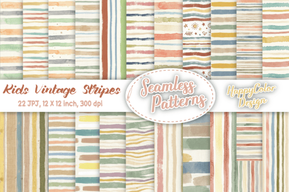 Download Kids Vintage Stripes Seamless Patterns - Premium Resources