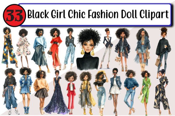 Download Black Girl Chic Fashion Doll Clipart - Fashion doll Collection