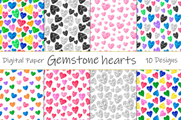 Download Hearts Gemstone Pattern. Hearts Diamonds - Gemstone pattern Collection