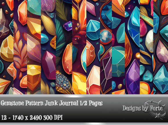Download Gemstone Pattern Junk Journal 1/2 Pages - Gemstone pattern Collection