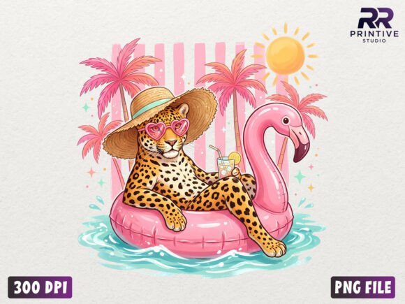 Download Preppy Stripes Leopard Pool Summer PNG - Premium Resources