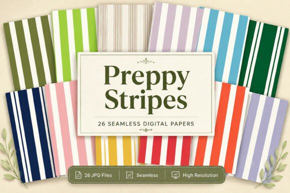 Download Preppy Stripes Pattern Digital Bundle - Premium Resources