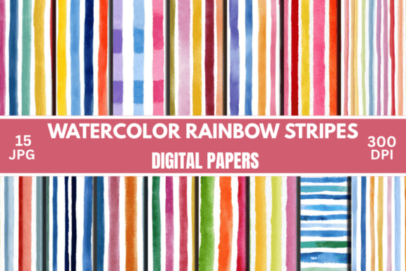 Download Watercolor Stripes Pattern Digital Paper - Premium Resources